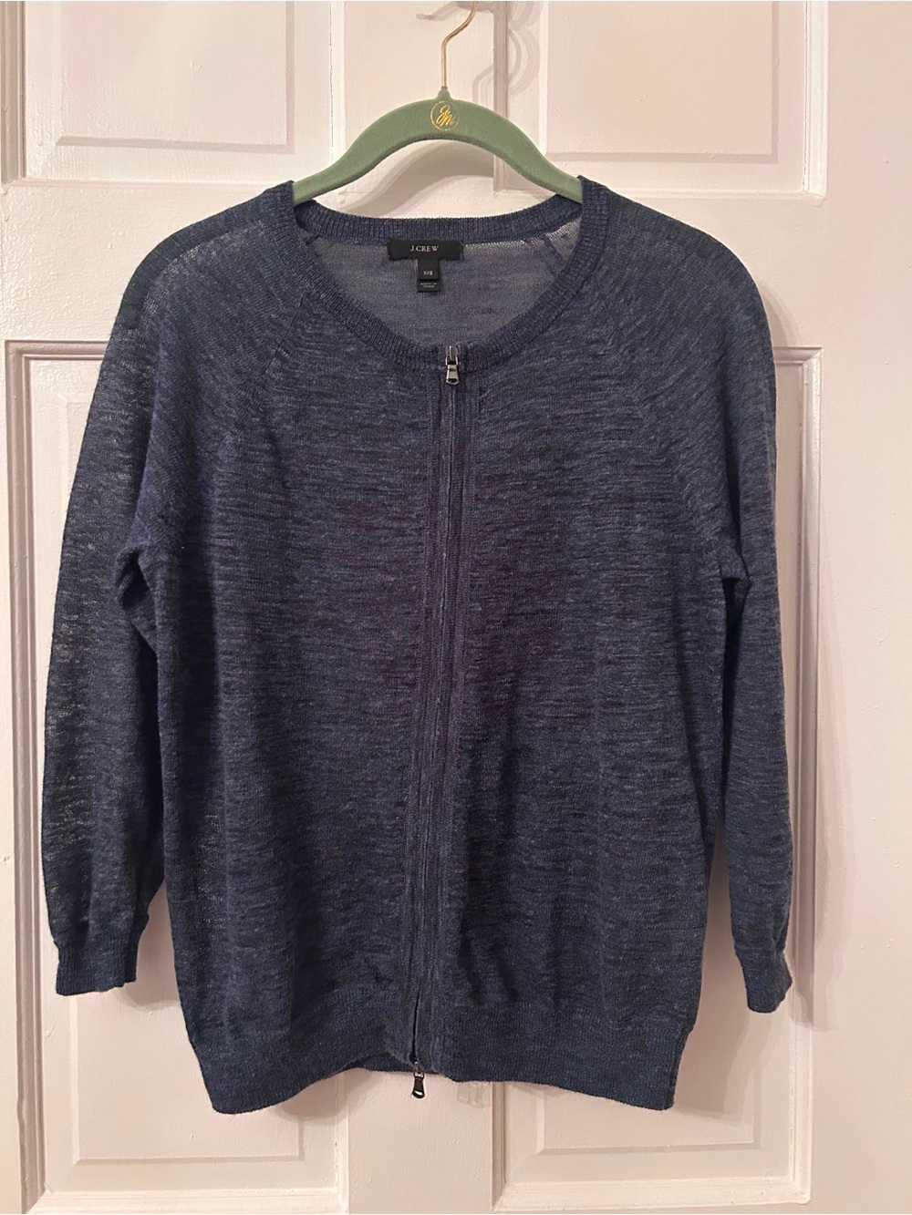 J. Crew Heather Navy Zip-Up Sweater